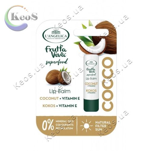 Бальзам для губ з олією кокоса L'angelica Fruttaviva Lip Balm Cocco E Vitamina E 1 шт.