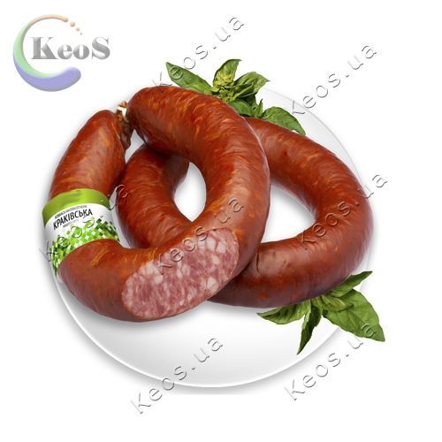 Ковбаса напівкопчена Краківська в/с Роганський мясокомбінат 1 кг.
