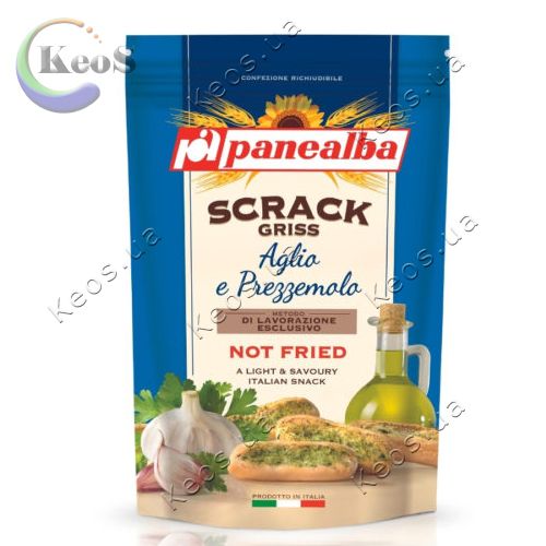 Сухарики з оливковою олією та ароматом часнику Scrack Griss Aglio Prezzemolo 100 г.