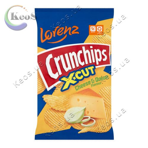 Чіпси картопляні сир та цибуля Lorenz X-Cut Crunchips Cheese & Onion Flavour 110 г.