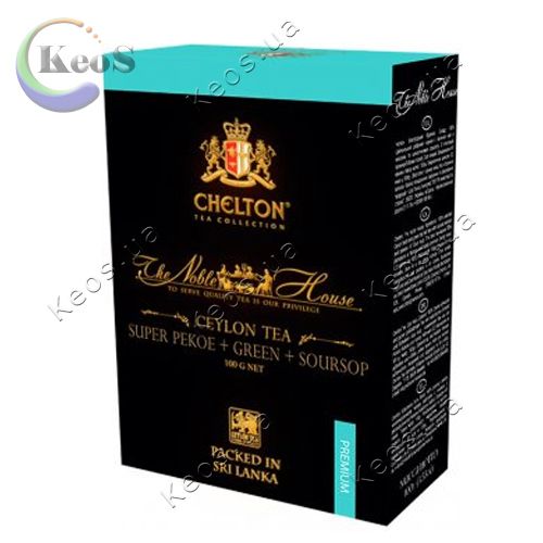 Чай чорний та зелений з ароматом саусепа Chelton Super PEKOE Green Soursop 100 г.