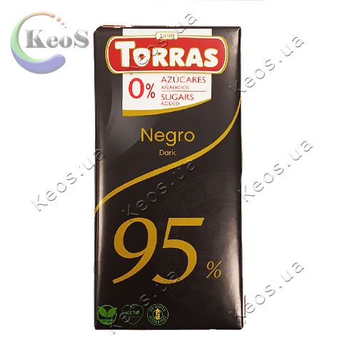 Шоколад чорний Torras Dark без цукру та глютену 90% какао 75 г.