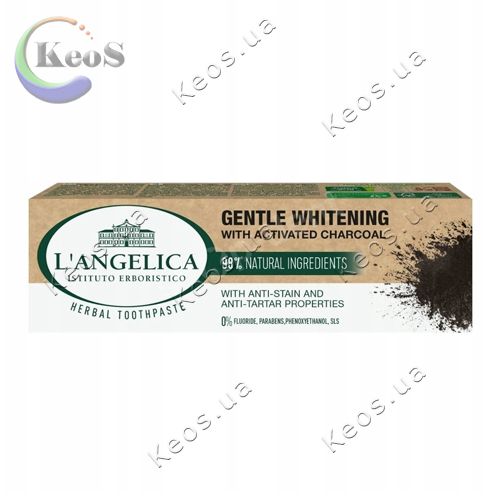 Зубна паста відбілююча L'Angelica Gentle Whitening з деревним вугіллям 75 мл.