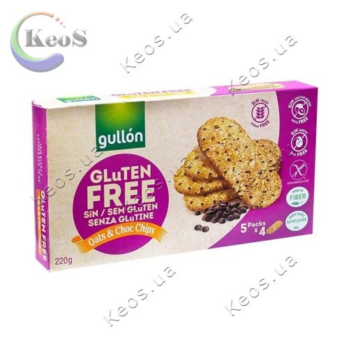 Печиво GULLON без глютену вівсяне Desayuno Choc-chips 220 г.