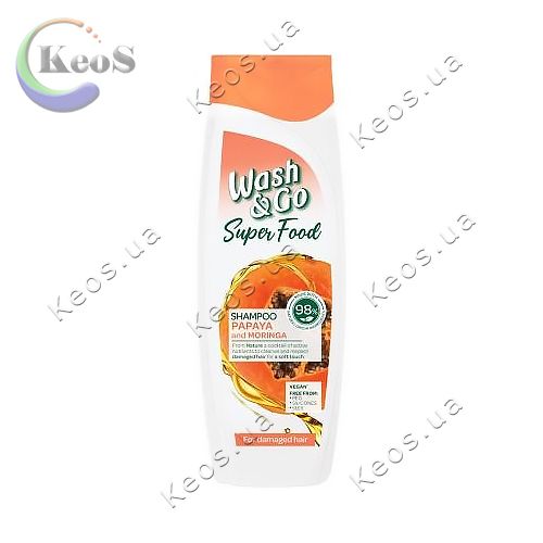 Шампунь Wash&Go SuperFood Папайя і Моринга для пошкодженого волосся 400 мл