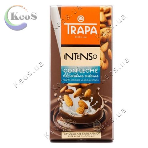 Шоколад молочний з цілісним мигдалем Trapa Intenso 175 г.