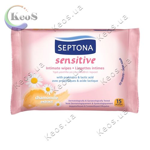 Вологі серветки для інтимної гігієни SEPTONA Sensitive 15 шт.