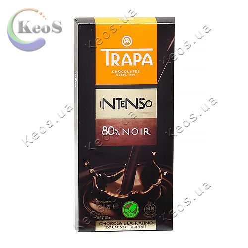 Шоколад чорний Trapa Intenso Noir 80% 175 г