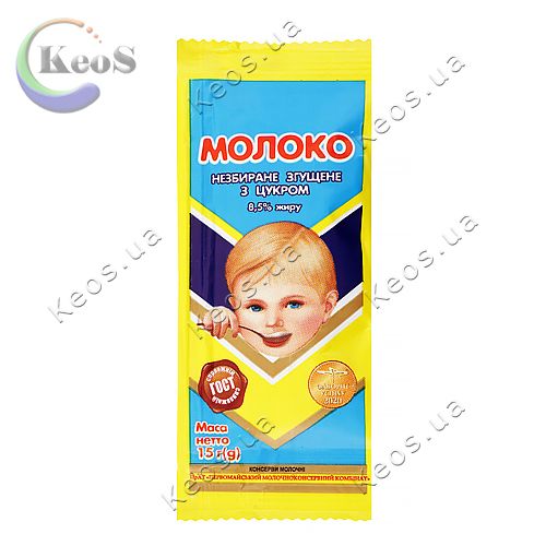 Молоко згущене 8.5% з цукром незбиране Первомайський МКК стік 15г