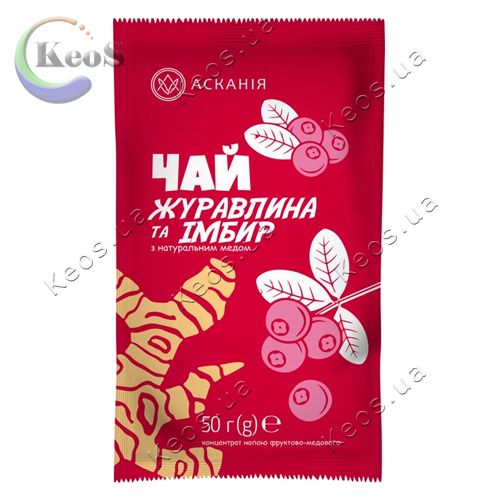 Чай з натуральним медом Журавлина та Імбир Асканія 50 г.