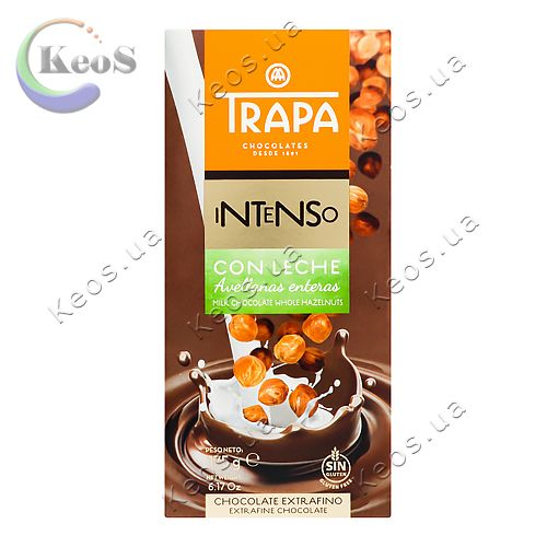 Шоколад молочний з цілими ядрами фундука Intenso Con Leche Trapa 175г