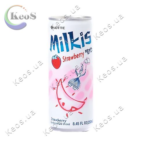 Напій безалкогольний газований Lotte Milkis Полуниця 250 мл