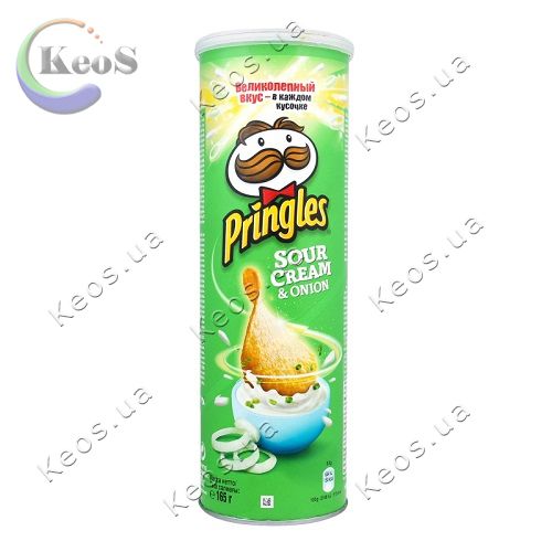 Чіпси Pringles зі смаком сметани та цибулі 165г.
