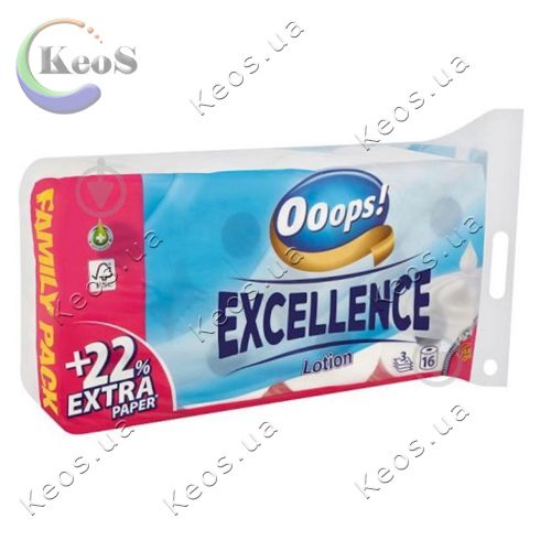 Туалетний папір Ooops! Excellence Lotion 3-х шаровий 16 шт.