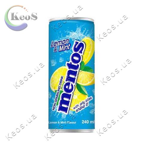 Напій безалкогольний сильно газований Лимон-Мята Mentos Lemon Mint non-sparkling drink 240 мл.