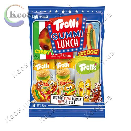 Жувальні цукерки ланч Gummi lunch Trolli 77 г