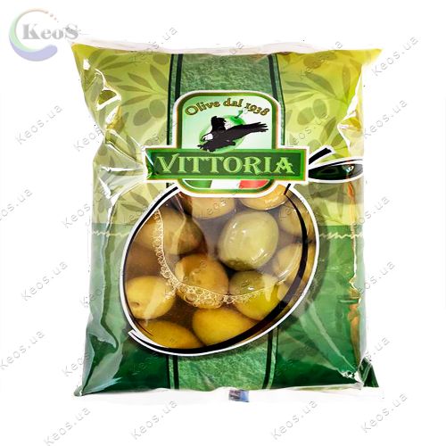 Оливки великі зелені з кісточкою Vittoria 450 г.