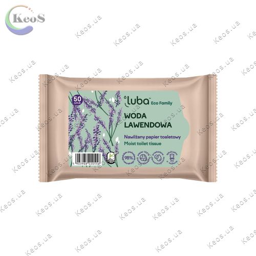 Вологий туалетний папір Luba Eco Family з лавандовою водою 50 шт.