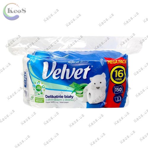 Туалетний папір Velvet Soft white 3 шари 24 рулона