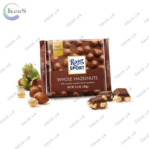 Шоколад Ritter Sport Voll-Nuss молочний з цільними лісовими горіхами 100 г.