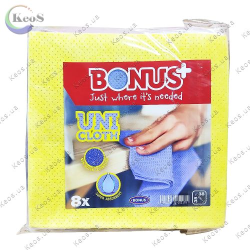 Ганчірка універсальна BONUS Perforated cleaning cloth blue UNI МІКС 38*38см. (8шт)