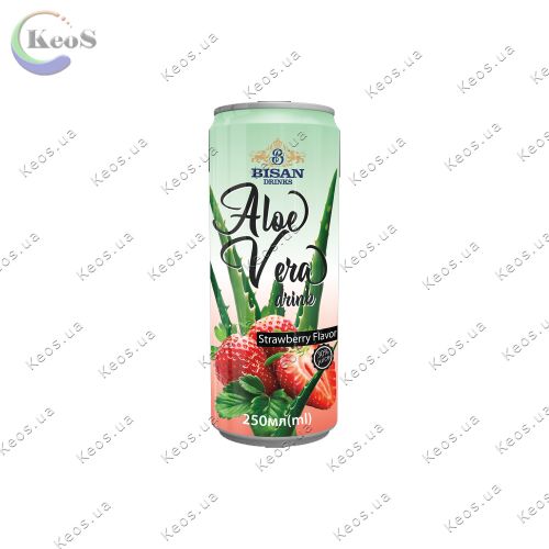 Напій негазований соковмісний  Bisan Aloe Vera Strawberry 250 мл.