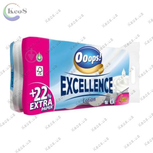 Туалетний папір Ooops! Excellence Lotion 3-ох шар. 8 шт. 150 відривів