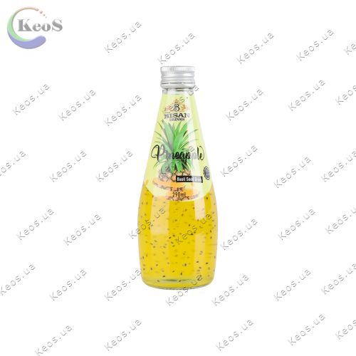 Напій соковмісний Bisan Basil Seed Drink Pineapple скляна пляшка 290 мл