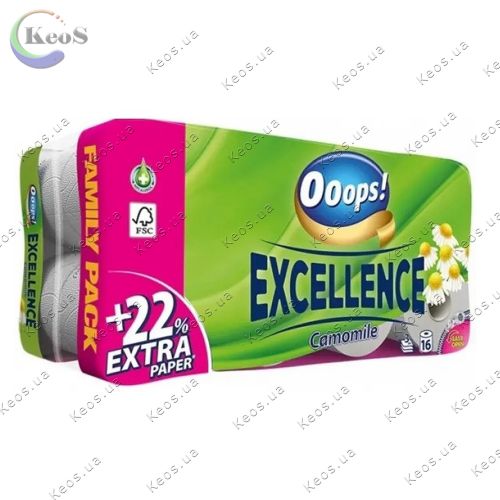 Туалетний папір Ooops! Excellence Camomile 3-ох шар. 8 шт. 150 відривів