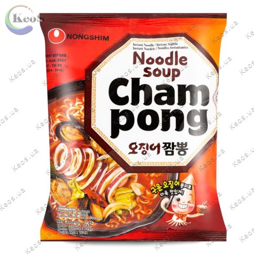 Локшина швидкого приготування Nongshim Cham Pong Noodle Soup Seafood 124 г.