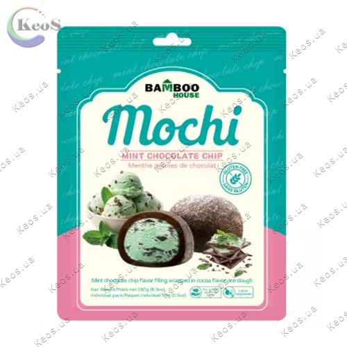 Рисовий десерт моті Bamboo House Mochi зі смаком м'яти та шоколаду Без глютену 180 г