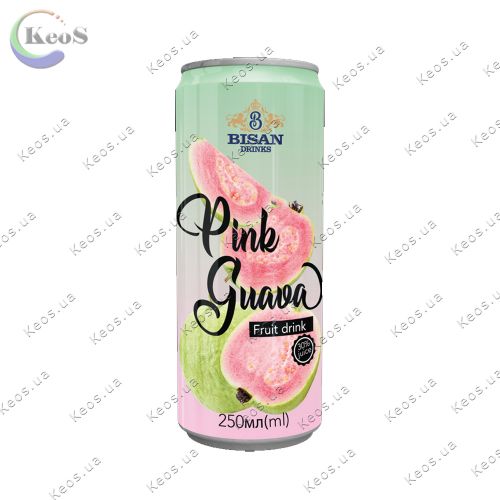 Напій негазований безалкогольний соковмісний Bisan Pink Guava 250 мл.