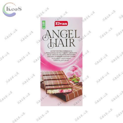 Шоколад молочний з фісташками та пішманіє Angel hair Elvan 150 г
