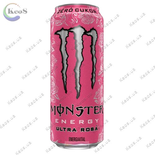 Газований енергетичний напій Monster energy drink Ultra Rosa Zero 500 мл.