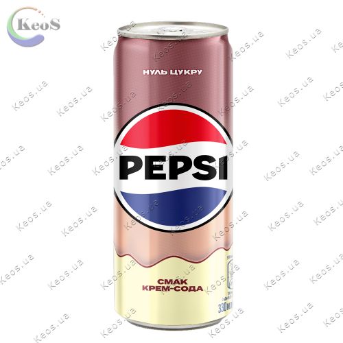 Напій безалкогольний сильно газований нуль цукру Pepsi Крем-сода 330 мл.