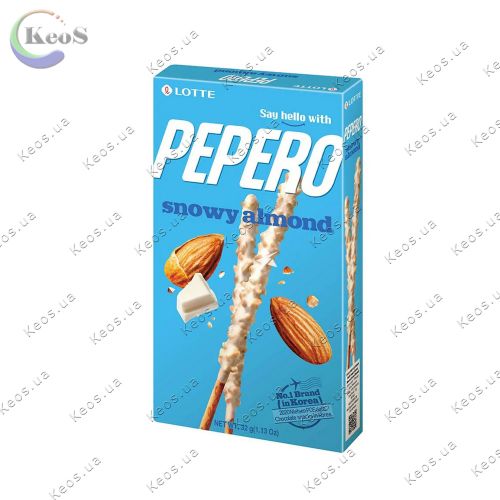 Соломка PEPERO у білому шоколаді з мигдалем Snowy Almond Lotte 32 г