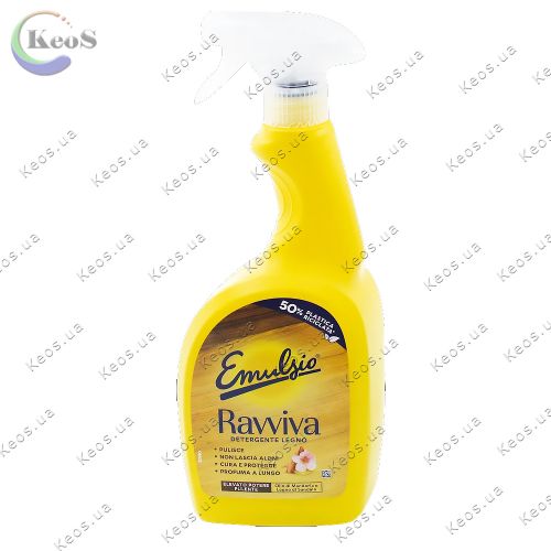 Поліроль для деревяних поверхонь спрей Emulsio Ravviva spray detergente legno 600 мл.
