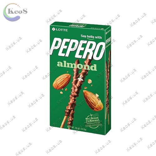 Соломка Pepero Almond у шоколадній глазурі Lotte 32 г