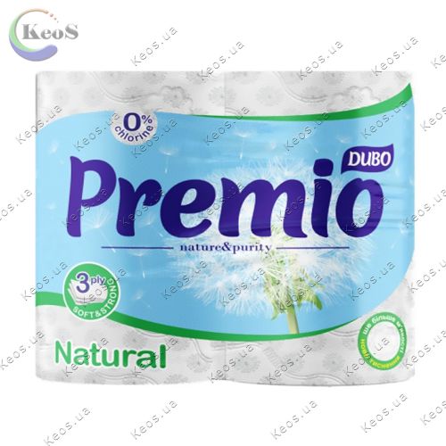 Туалетний папір Диво Premio Natural білий 3 шари 4 шт