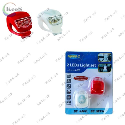 Набір велосипедних ліхтарів HJ008-2 2LEDs Light SET (біле та червоне світло) 2 шт.