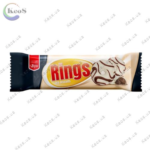Тістечко бісквітне шоколадне в молочно-білому шоколаді Rings tea Biscuits Leona 90 г.