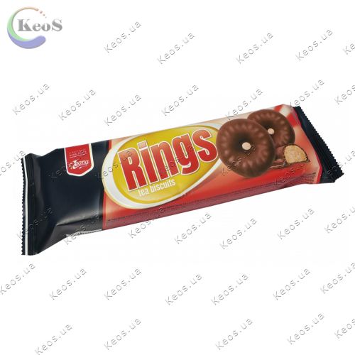 Тістечко бісквітне в молочному шоколаді Rings tea Biscuits Leona 90 г.