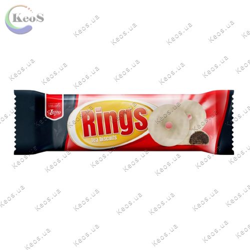 Тістечко бісквітне шоколадне в білому шоколаді Rings tea Biscuits Leona 90 г.