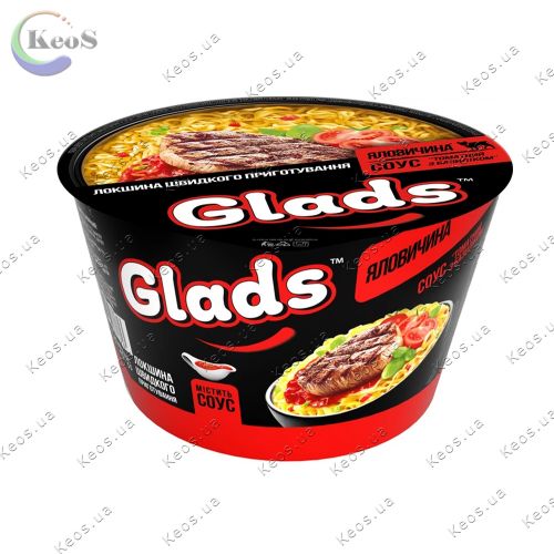Локшина швидкого приготування Glads Reeva зі смаком Яловичини та соусом 85 г