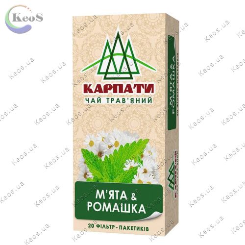 Чай пакетований трав'яний М'ята та ромашка ТМ Карпати 20 пак. 25 г.