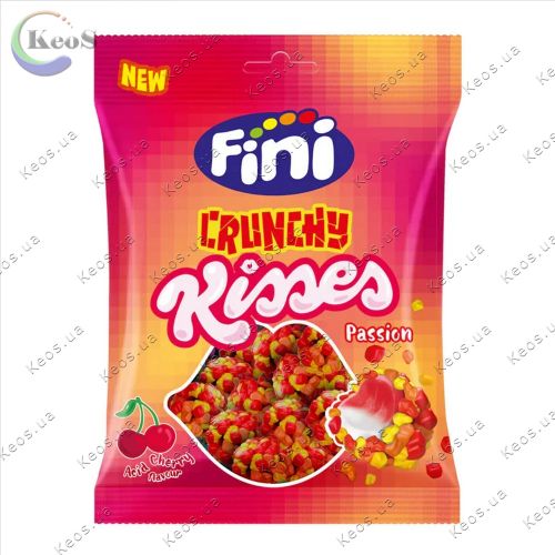 Жувальні цукерки різнокольорові ягоди зі смаком вишня Fini Crunchy Kisses 75 г.