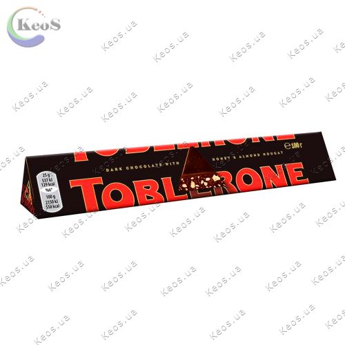 Шоколад чорний Toblerone with honey & almond nougat нугою із меду та мигдалю 100 г.