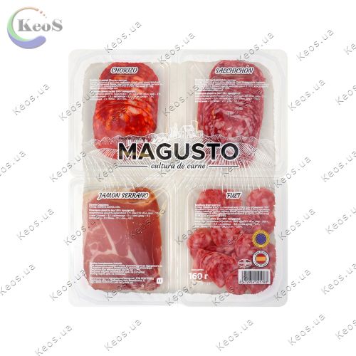 Набір нарізок Chorizo/Salchichon/Jamon Serrano/Fuet Magusto лоток 4х40 г
