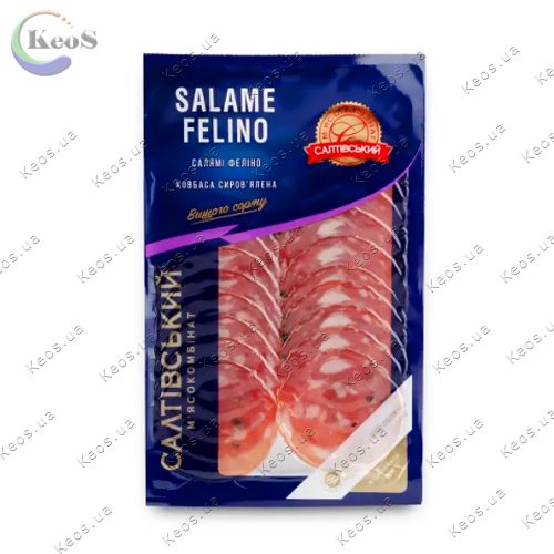 Ковбаса нарізка Салямі феліно сировялена в/г Salame Felino Салтівський М'ясокомбінат 80 г.